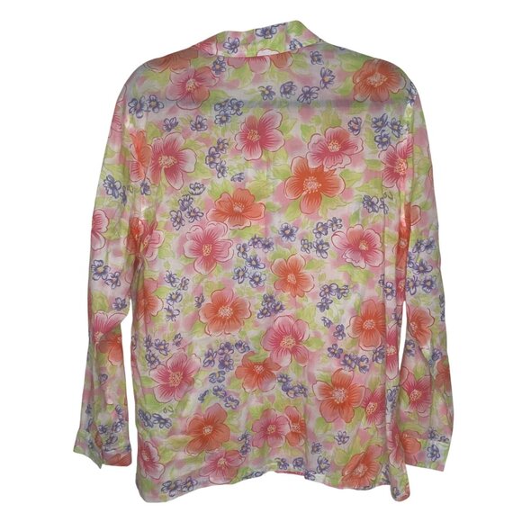 Erika & Co.  Long-Sleeve Button-Up Shirt  Womens Size L Floral Cotton - Picture 3 of 10
